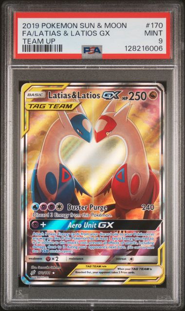 Latias Latios GX 170 Team Up - 2019 Pokemon - PSA 9