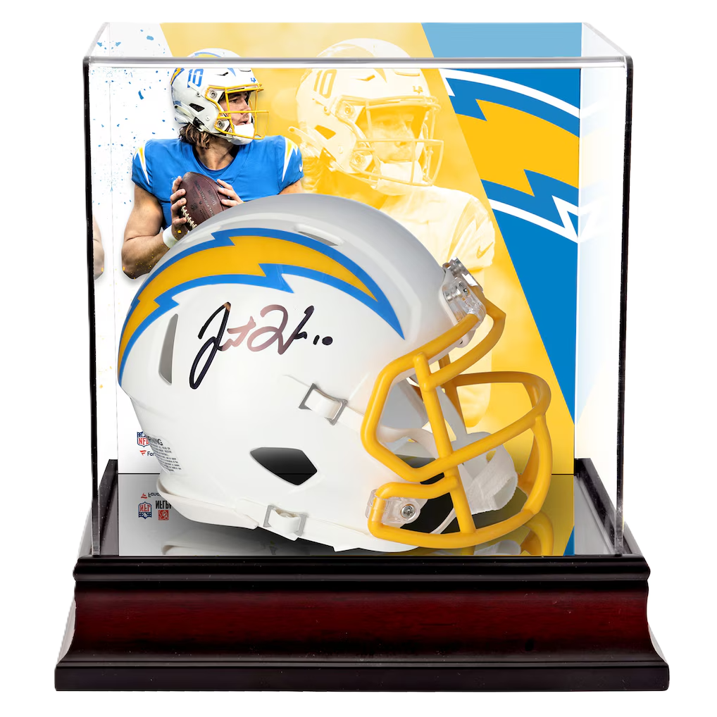 Justin Herbert Los Angeles Chargers Autographed Fanatics Authentic Riddell Speed Mini Helmet with Deluxe Mini Helmet Case