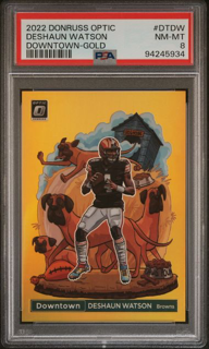 2022 Panini Donruss Optic - Deshaun Watson DT-DW - Downtown Gold /10 - PSA 8
