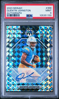 2023 Panini Mosaic Football - Quentin Johnston 356 - Autograph - PSA 9