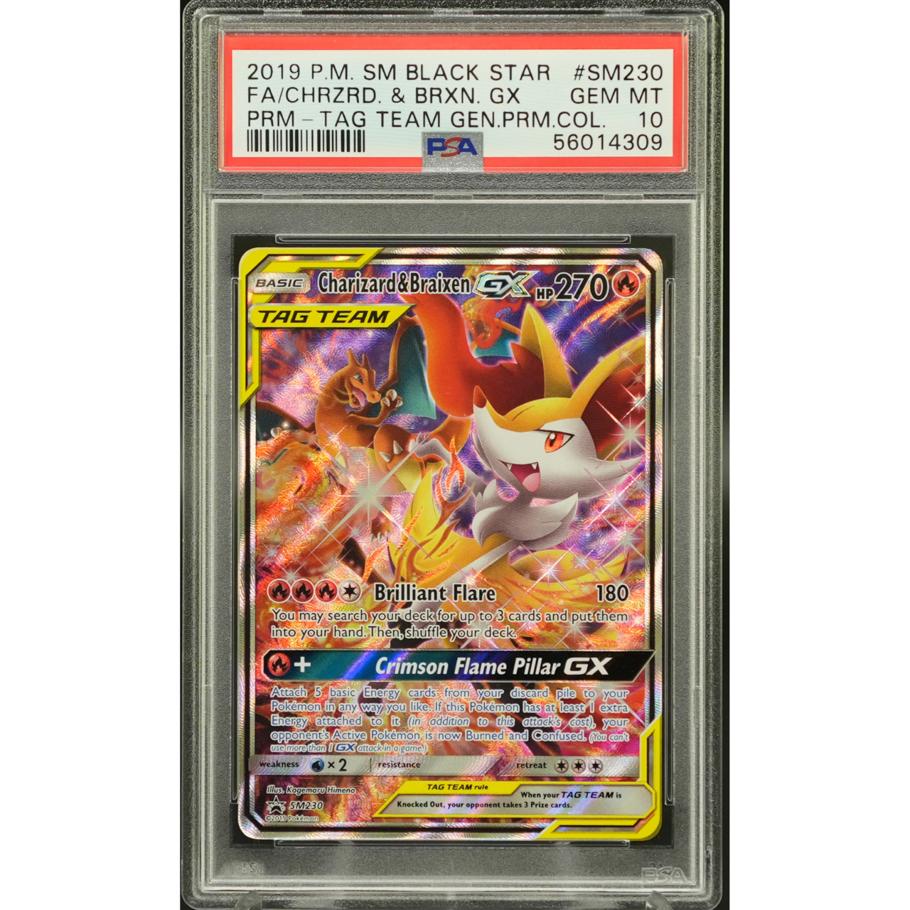Charizard & Braixen GX SM230 Tag Team Collection Promo - 2019 Pokemon - PSA 10