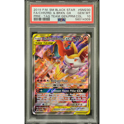 Charizard & Braixen GX SM230 Tag Team Collection Promo - 2019 Pokemon - PSA 10