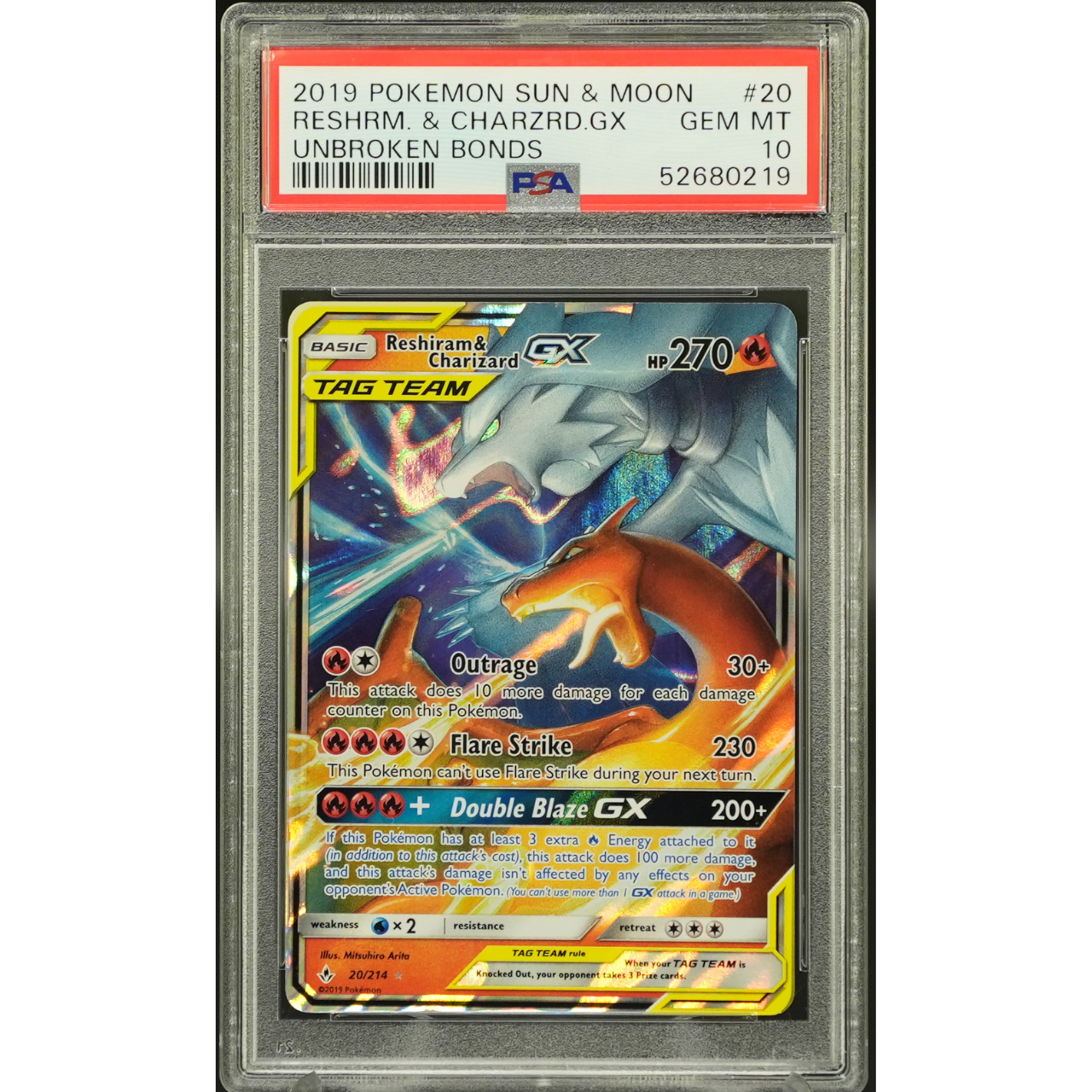 Reshiram & Charizard GX 20/214 Unbroken Bonds - 2019 Pokemon - PSA 10