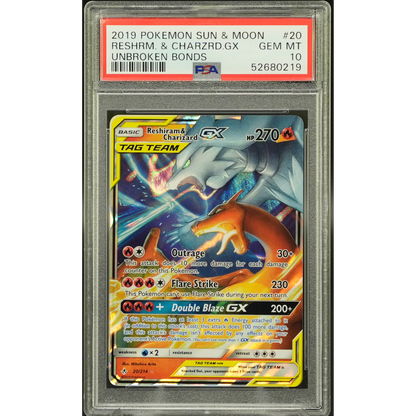 Reshiram & Charizard GX 20/214 Unbroken Bonds - 2019 Pokemon - PSA 10