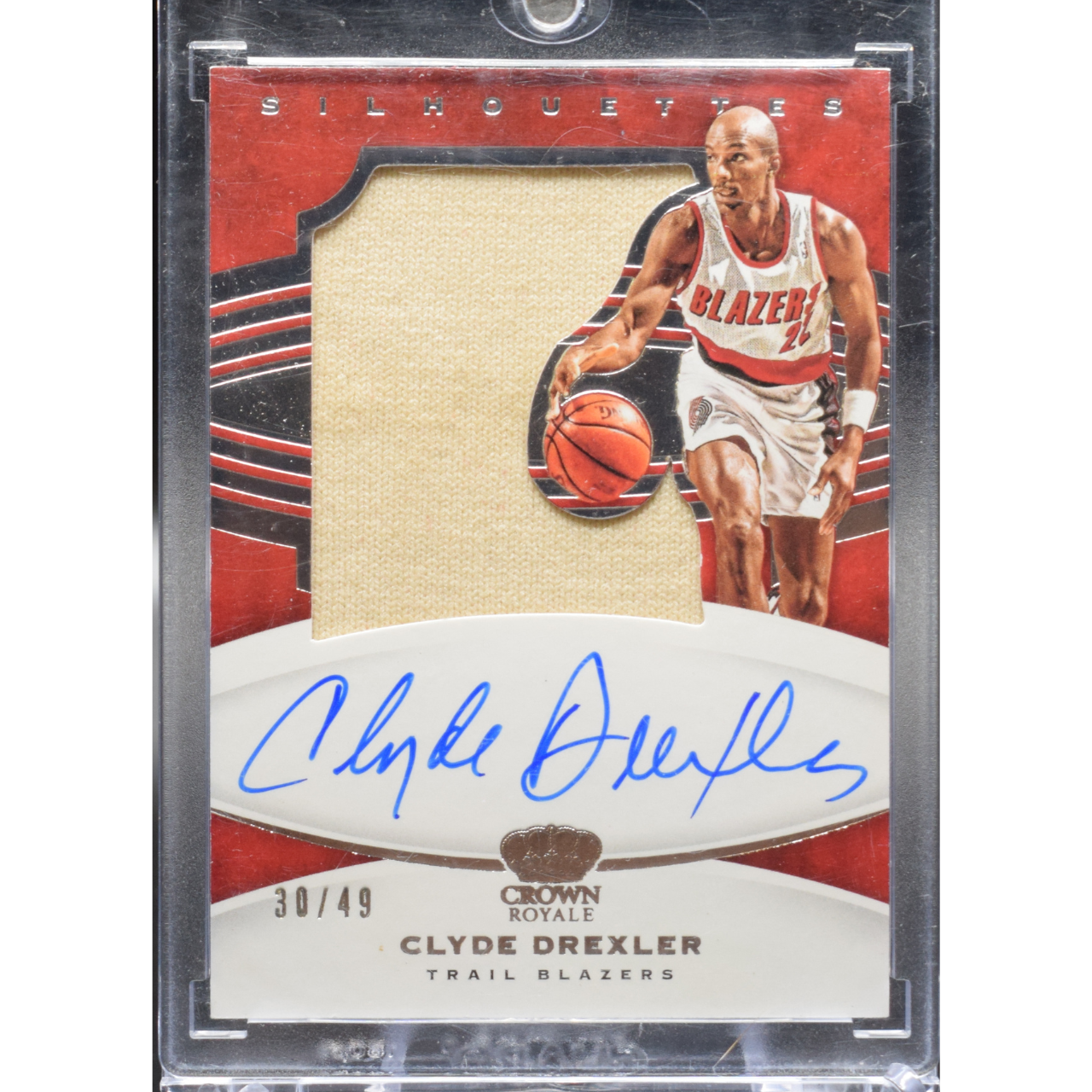2020-21 Panini Crown Royale Basketball - Clyde Drexler SL-CDX - Silhouettes Auto /49