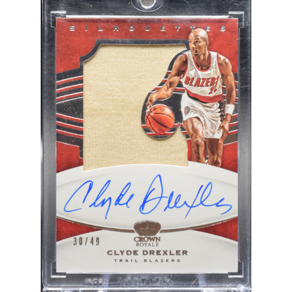 2020-21 Panini Crown Royale Basketball - Clyde Drexler SL-CDX - Silhouettes Auto /49