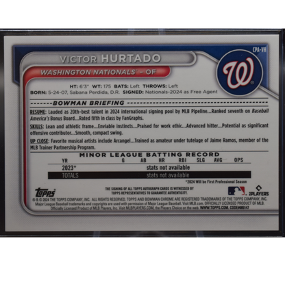2024 Topps Bowman Chrome - Victor Hurtado CPA-VH - 1st Bowman Blue reptilian Auto /150