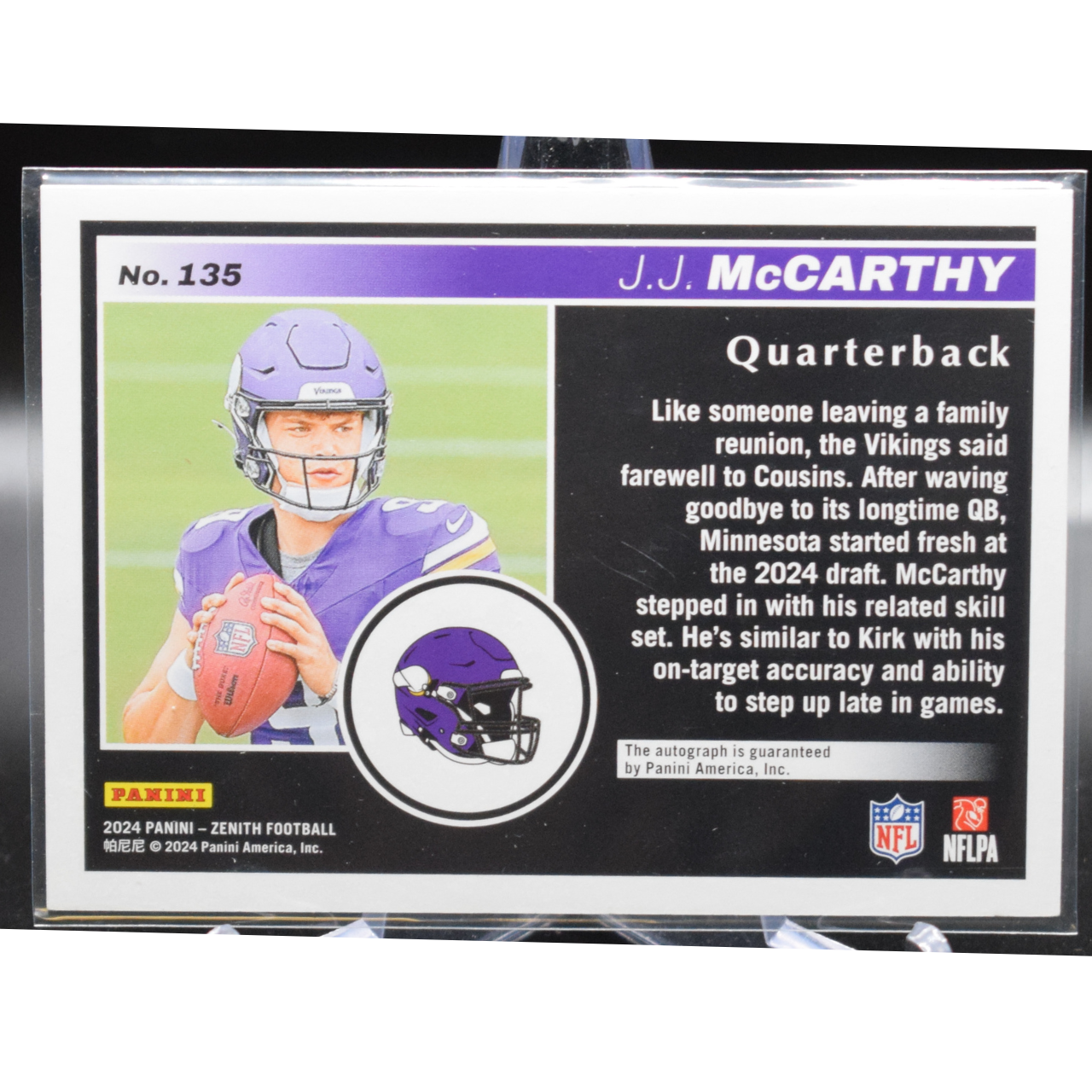 2024 Panini Zenith Football - JJ Mccarthy 135 - Auto /99