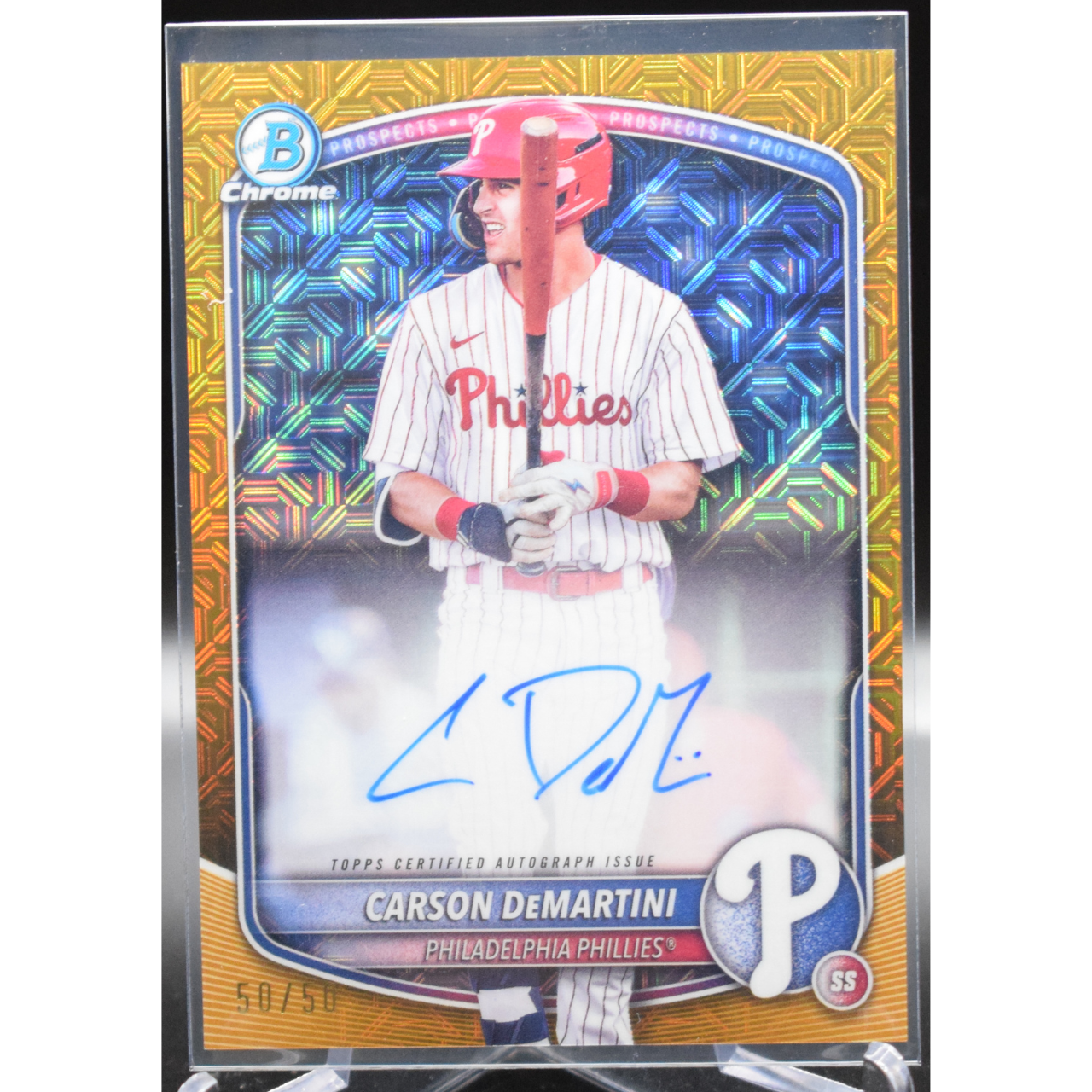 2025 Topps Bowman Chrome - Carson Demartini BMA-CD - Gold Mojo Auto 50/50