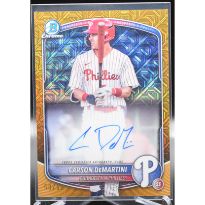 2025 Topps Bowman Chrome - Carson Demartini BMA-CD - Gold Mojo Auto 50/50
