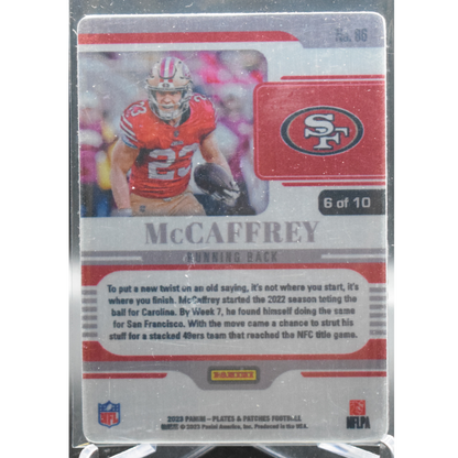 2023 Panini Plates & Patches Football - Christian Mccaffrey 86 - Gold /10