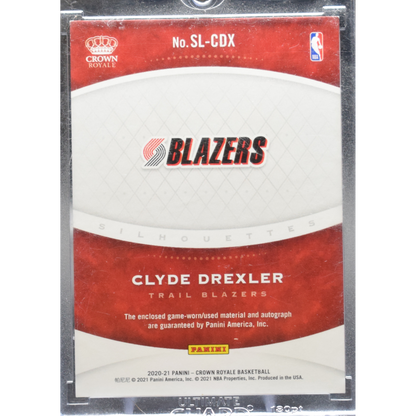 2020-21 Panini Crown Royale Basketball - Clyde Drexler SL-CDX - Silhouettes Auto /49