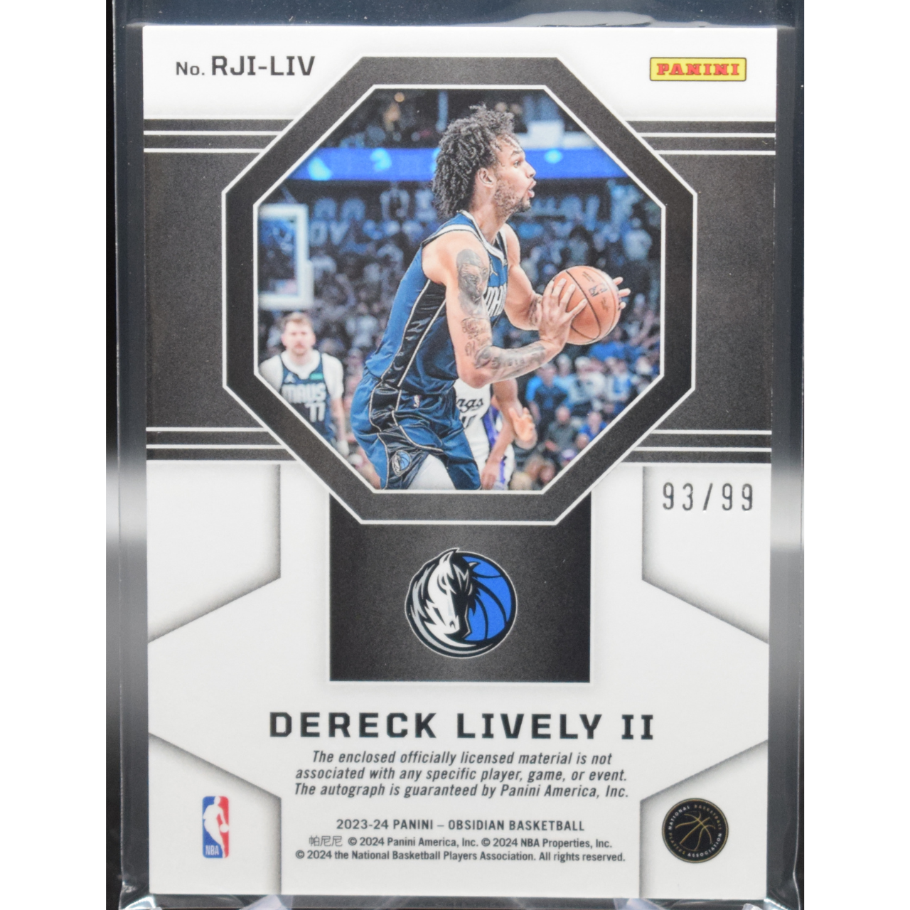 2023 Panini Obsidian Basketball - Dereck Lively II RJI-LIV - RPA /99