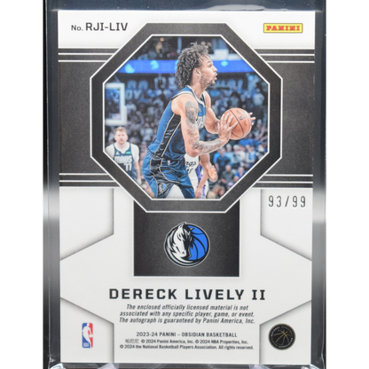 2023 Panini Obsidian Basketball - Dereck Lively II RJI-LIV - RPA /99