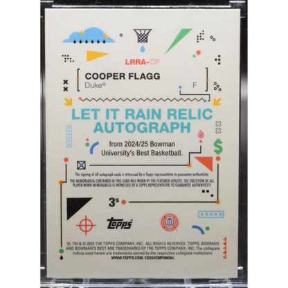 2025 Topps Bowman's Best University - Cooper Flagg LRRA-CF - Let It Rain Yellow /75