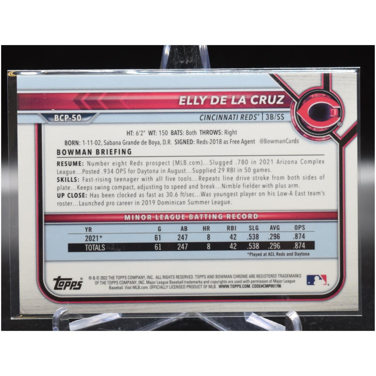 2022 Topps Bowman - Elly De La Cruz BCP-50 - 1st Bowman /299