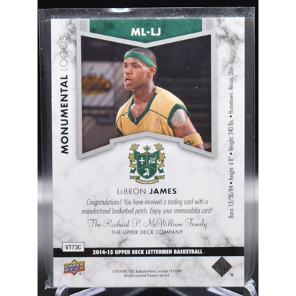 2014-15 Upper Deck Letterman Basketball - Lebron James ML-LJ - Monumental Logos /15
