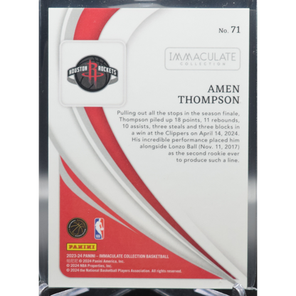 2023-24 Panini Immaculate Basketball - Amen Thompson 71 - Silver /99