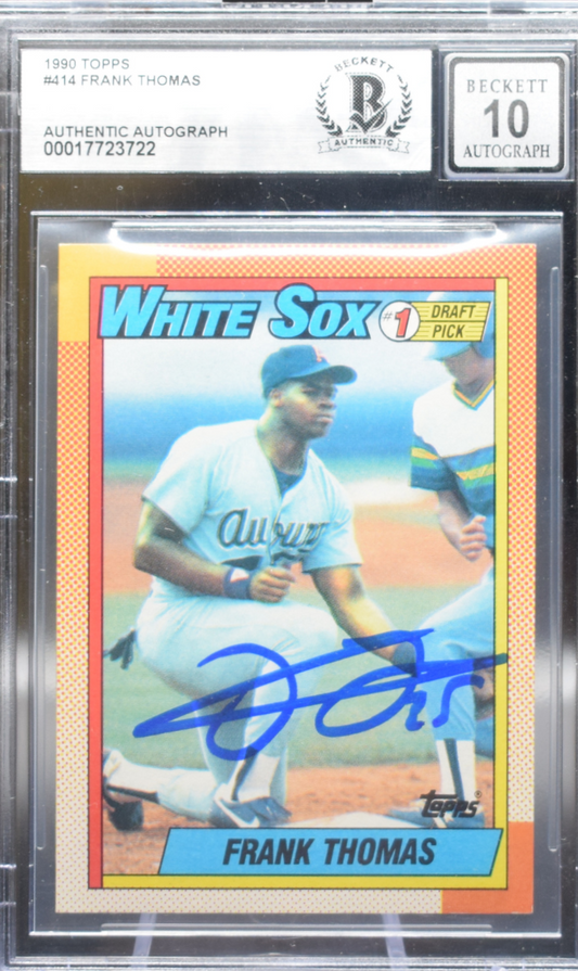 1990 Topps - Frank Thomas #414 - Authentic Autograph - Beckett 10