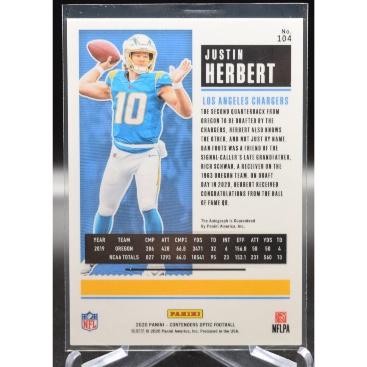 2020 Contenders Optic Football - Justin Herbert 104 - Rookie Ticket Auto