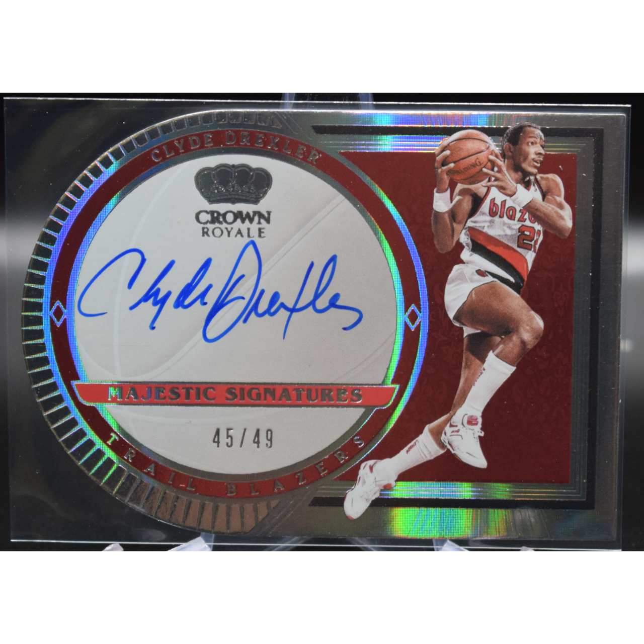 2023-21 Panini Crown Royale Basketball - Clyde Drexler SL-CDX - Majestic Signatures /49