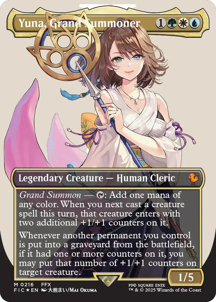 Yuna, Grand Summoner (Borderless) (Surge Foil) - Commander: Final Fantasy (FIC)